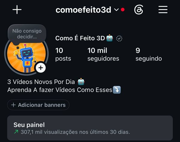 Perfil comoefeito3d com 9.903 seguidores e 10 posts